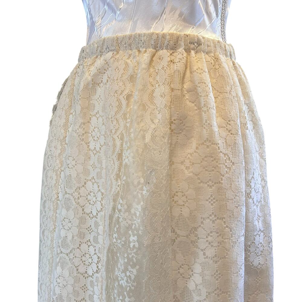 Vintage White Cream Lace Aline Skirt Womens Sz Medium Bridal Boho Ethereal 80s - Picture 13 of 16